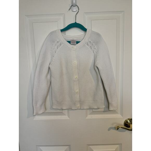 Hanna Andersson White Button Cardigan Size 4 Cotton Fall Winter Sweater - Picture 1 of 6